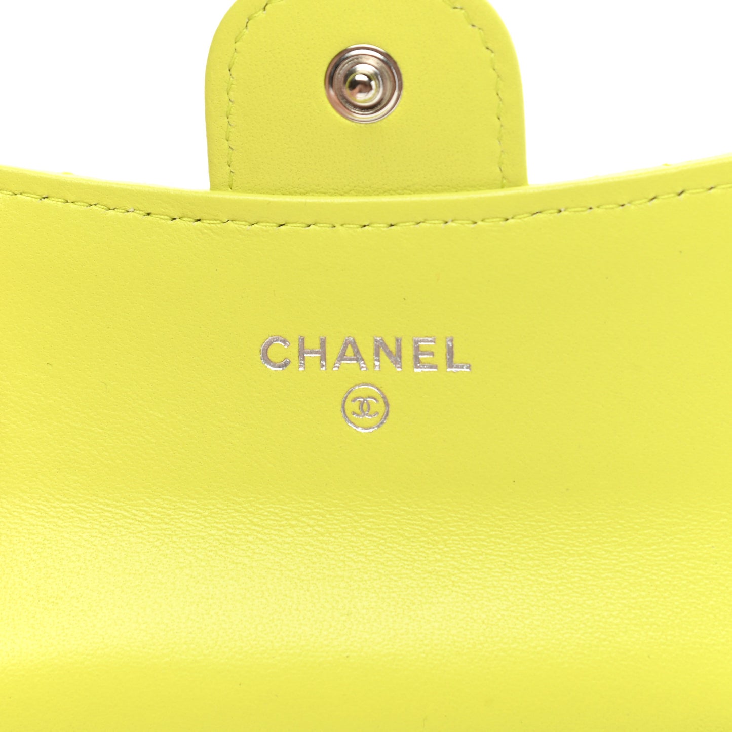 Lambskin Quilted Flap Card Holder Wallet Yellow
