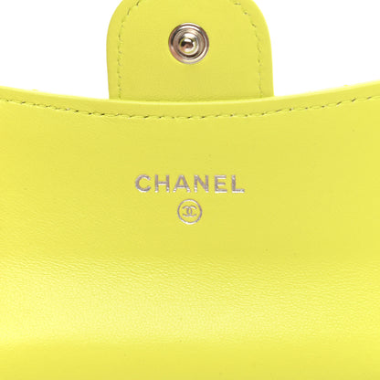 Chanel Lambskin Quilted Flap Card Holder Wallet Yellow 6 of 9