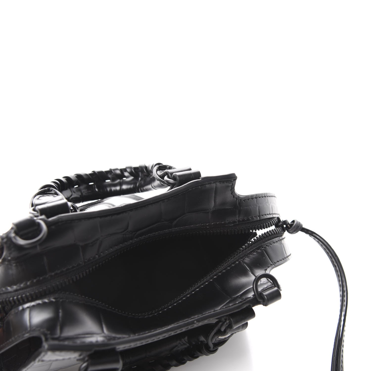 Balenciaga Semi Shiny Calfskin Crocodile Embossed Neo Classic Black Hardware Nano City Crossbody Black 5 of 10