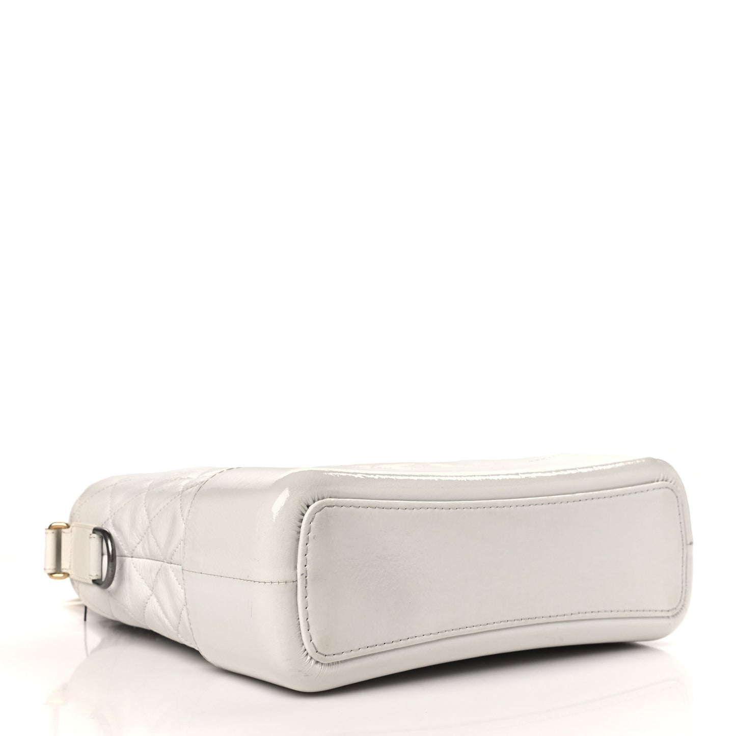 Patent Goatskin Quilted Medium Gabrielle Hobo White