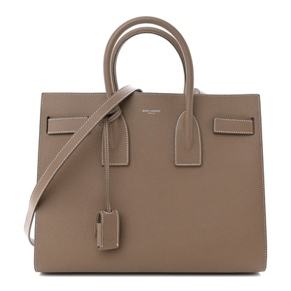 Saint Laurent Grained Calfskin Topstitch Small Classic Sac De Jour Taupe 1 of 16