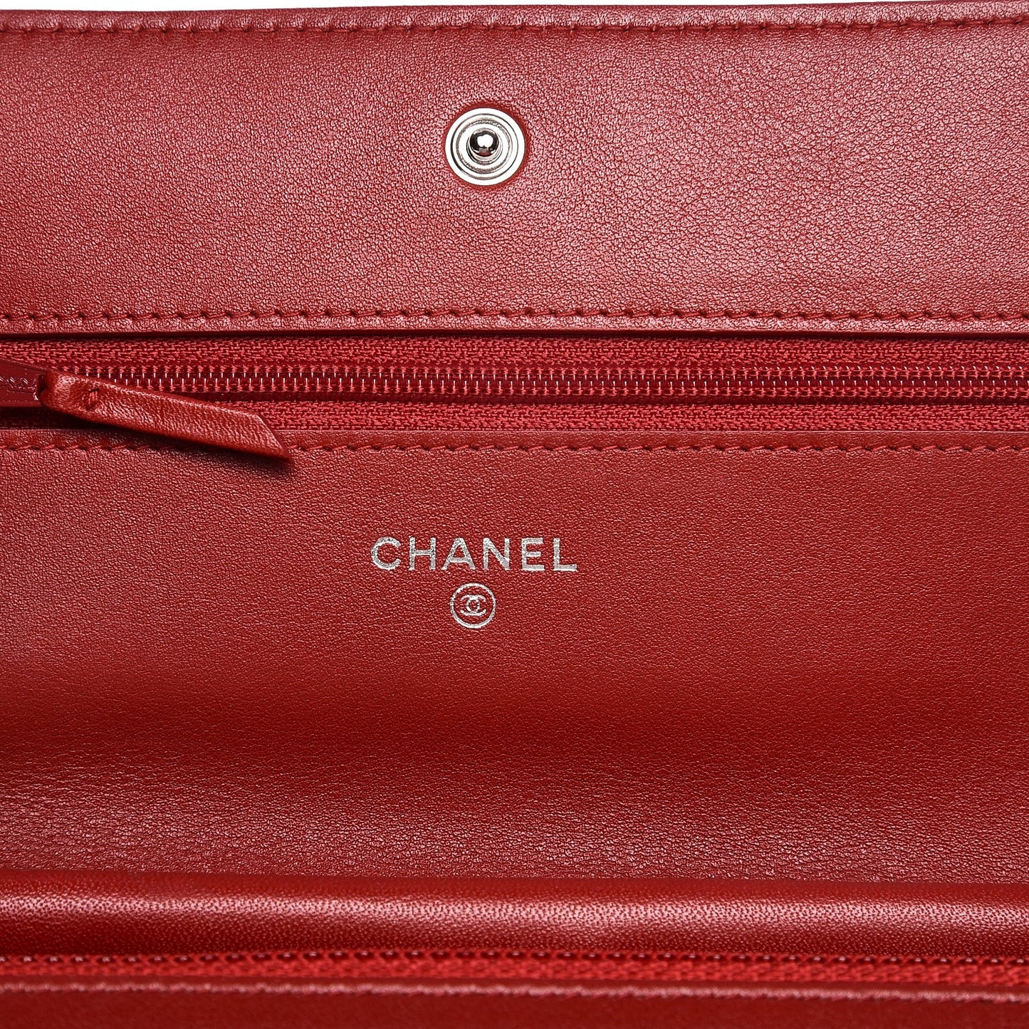 Patent Camellia Embossed Wallet On Chain WOC Dark Red