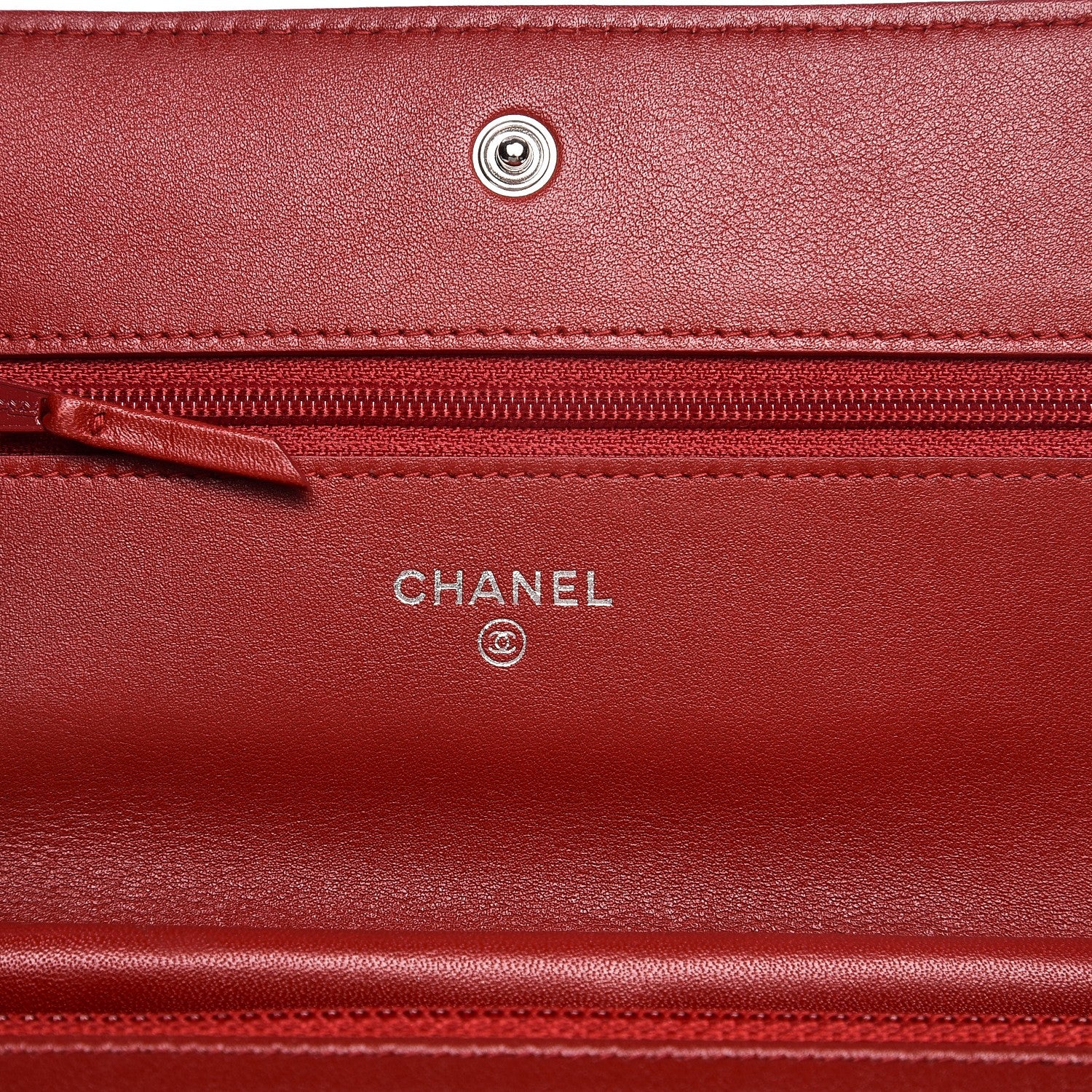 Chanel Patent Camellia Embossed Wallet On Chain WOC Dark Red 5 of 9