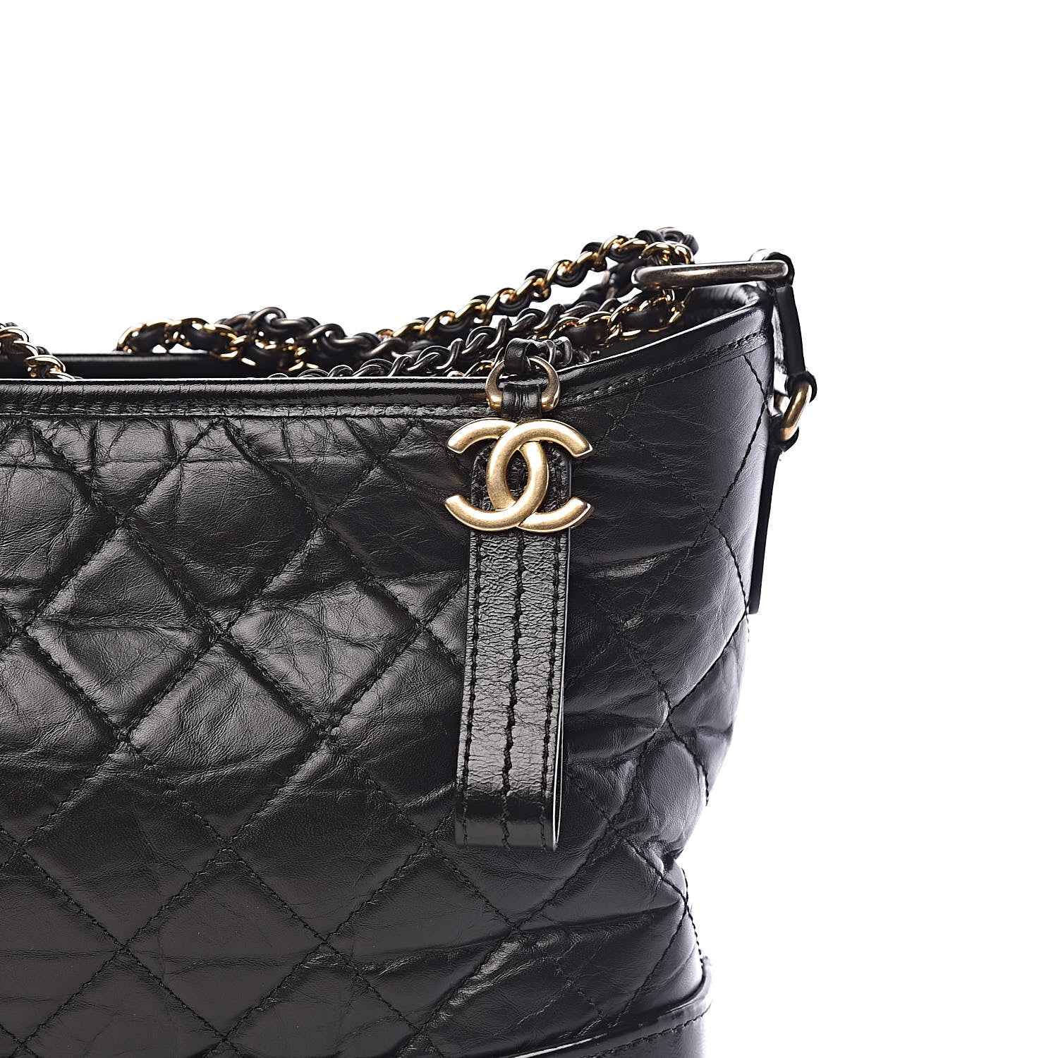 Chanel Aged Calfskin Quilted Medium Gabrielle Hobo Black 10 of 10