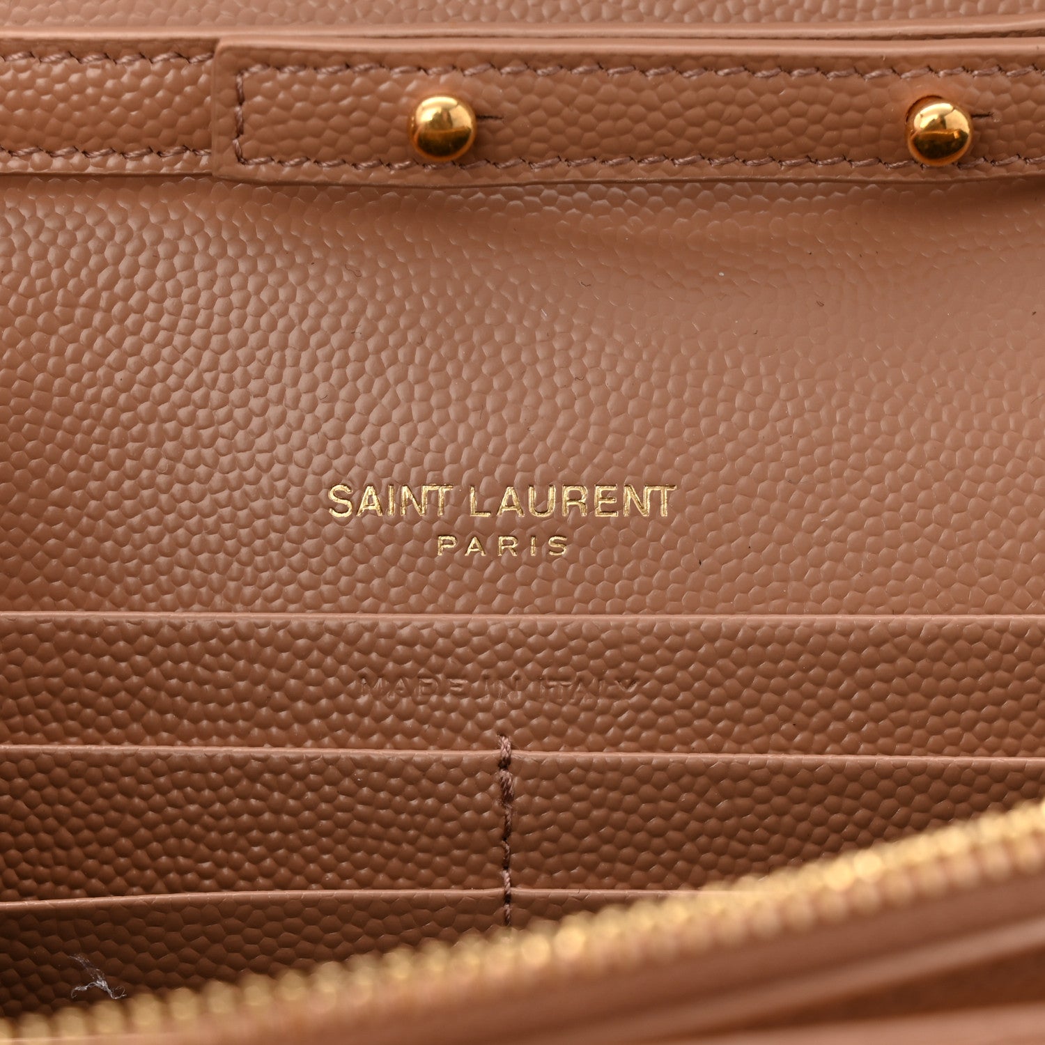 Saint Laurent Grain De Poudre Matelasse Chevron Monogram Chain Wallet Vintage Peach 6 of 9