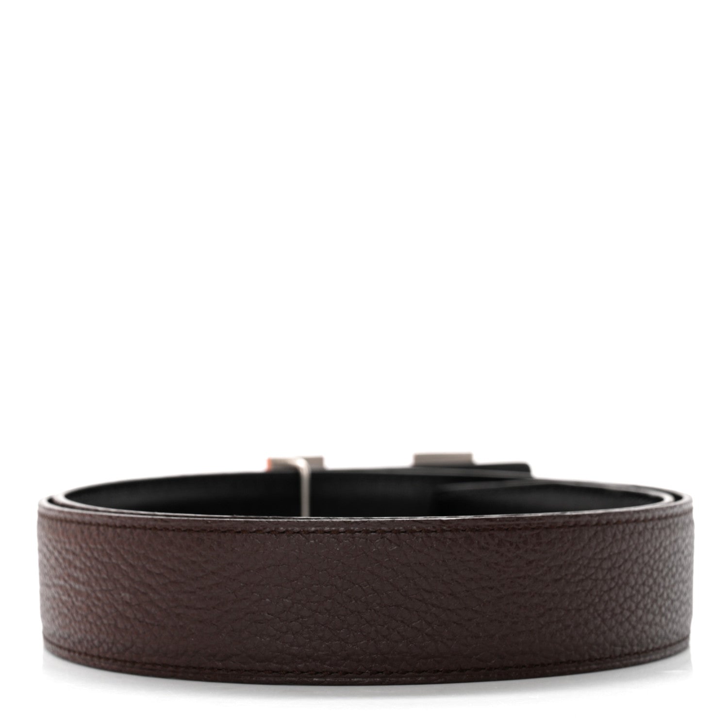 Hermes Box Togo 32mm H Belt 80 Black Chocolate 4 of 10