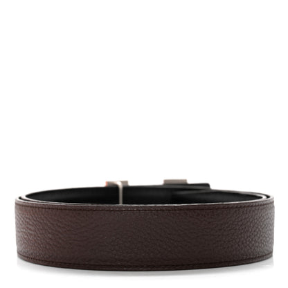 Hermes Box Togo 32mm H Belt 80 Black Chocolate 4 of 10