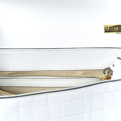 Chloe Calfskin Crocodile Embossed Small C Double Carry Brilliant White 9 of 12