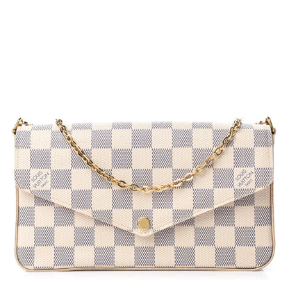 Louis Vuitton Damier Azur Pochette Felicie Chain Wallet Rose Ballerine 1 of 16