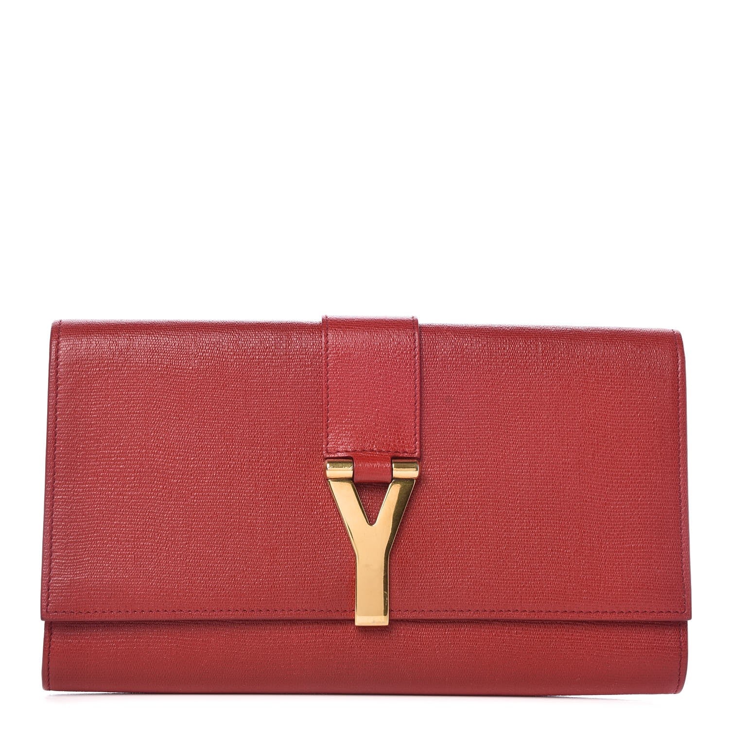 Saint Laurent Calfskin Classic Y Ligne Clutch Red 1 of 8
