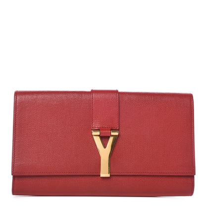 Saint Laurent Calfskin Classic Y Ligne Clutch Red 1 of 8