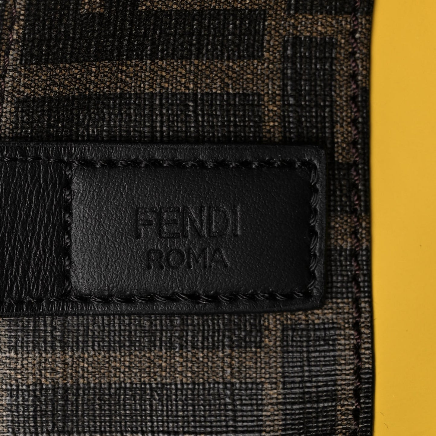 Glazed Fabric Vitello Century FF 1974 Roma Amor Tote Tobacco Moro Black Limone