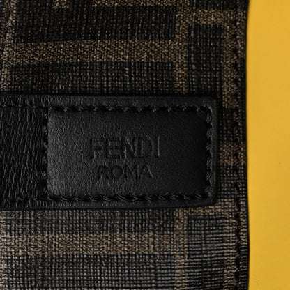 Fendi Glazed Fabric Vitello Century FF 1974 Roma Amor Tote Tobacco Moro Black Limone 10 of 14