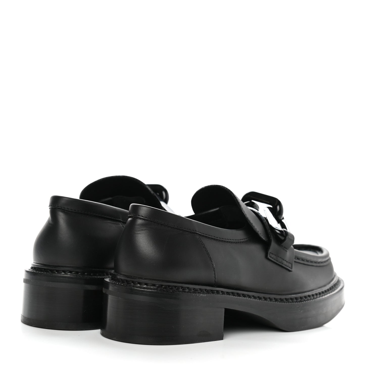 Calfskin Oversized Chain Academy Loafers 37 Black
