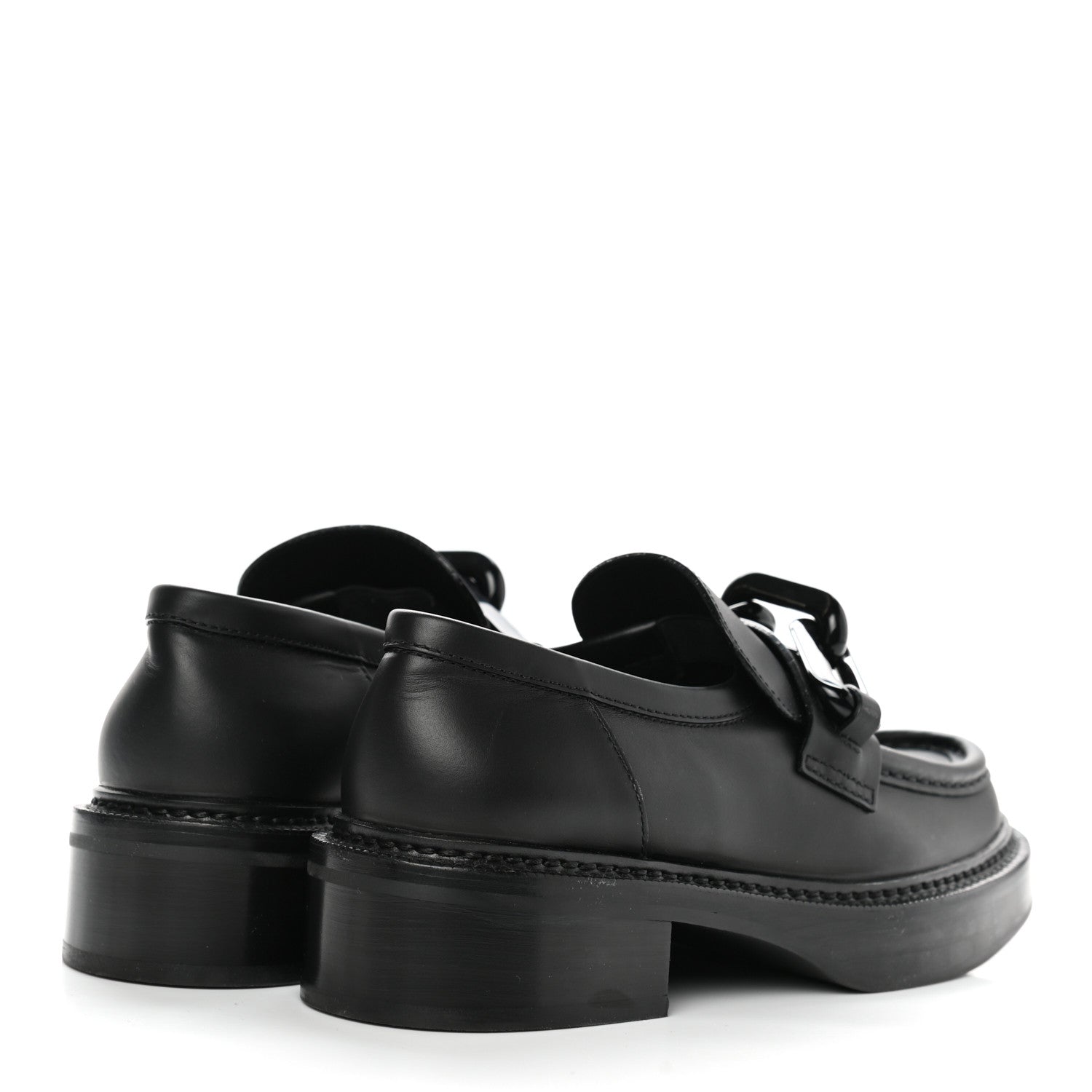Louis Vuitton Calfskin Oversized Chain Academy Loafers 37 Black 4 of 8