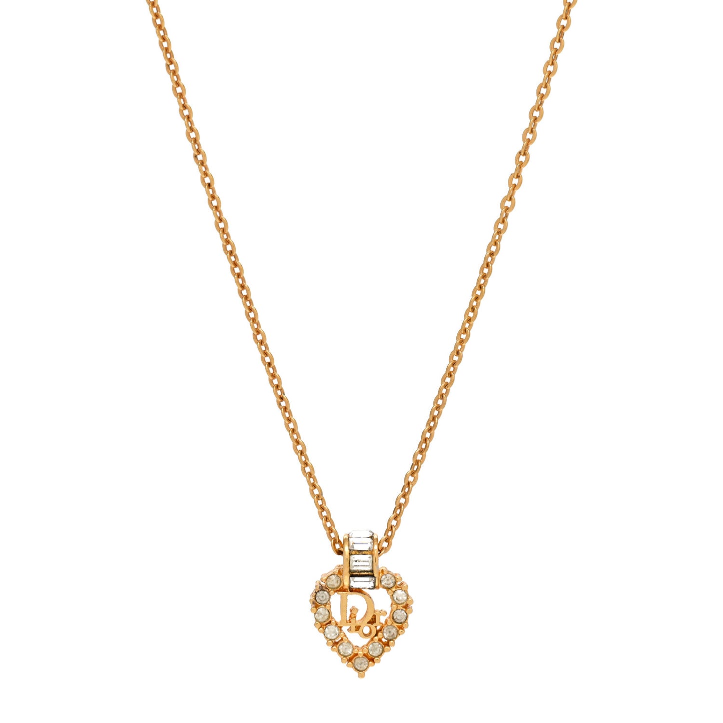 Crystal Heart Necklace Gold
