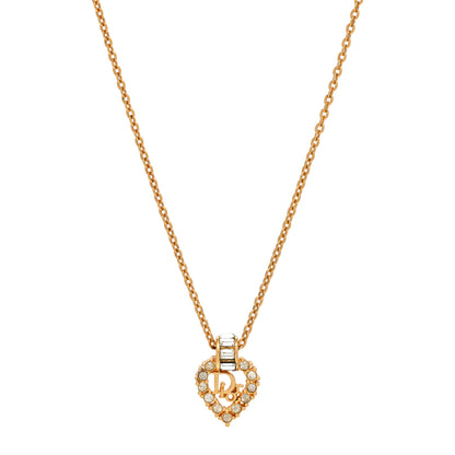 Christian Dior Crystal Heart Necklace Gold 1 of 5