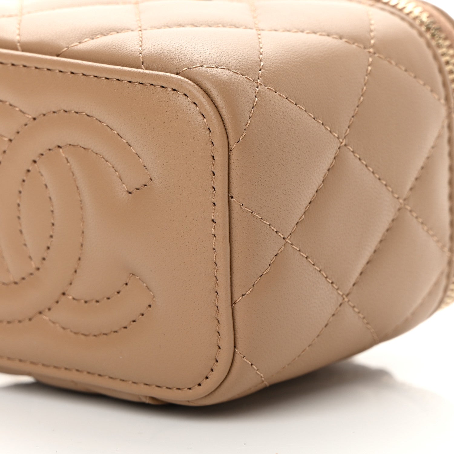 Chanel Lambskin Quilted Pearl Crush Mini Vanity Case With Chain Beige 10 of 11