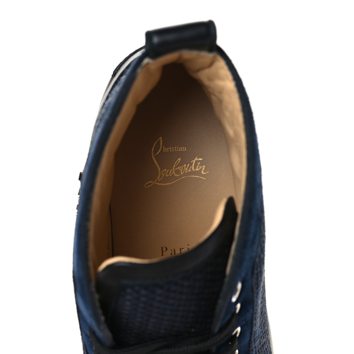 Calfskin Suede Mens Lou Flat Sneakers 45 Navy