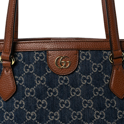 Gucci New Denim GG Monogram Medium Ophidia Shopping Tote Blue Tea Cuir 5 of 15