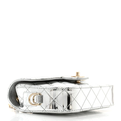 Chanel Mirror Calfskin Metallic Calfskin Quilted Hollywood Boulevard Mini Flap With Star Coin Purse Silver 8 of 12