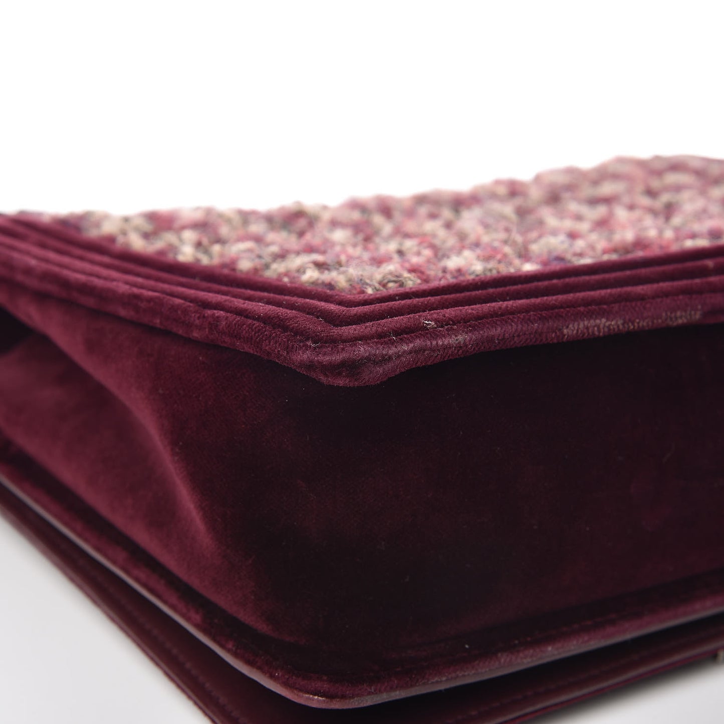 Velvet Tweed Large Boy Flap Burgundy