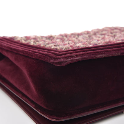 Chanel Velvet Tweed Large Boy Flap Burgundy 13 of 20