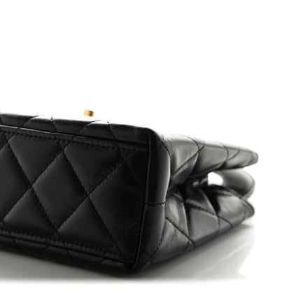 Chanel Shiny Aged Calfskin Quilted Nano Kelly Shopper Black 10 of 11