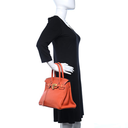 Hermes Taurillon Clemence Birkin 30 Feu 2 of 14