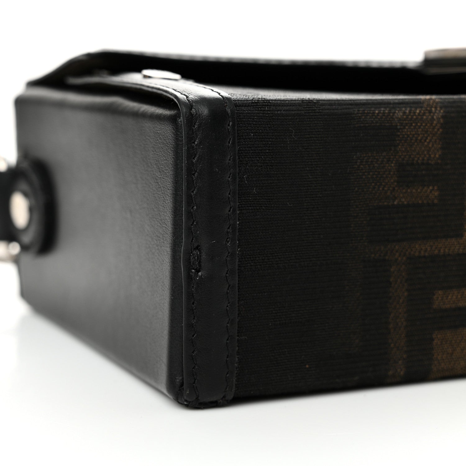 Fendi FF Eclissi Jacquard Vitello King Baguette Soft Trunk Tobacco Moro Black 9 of 12