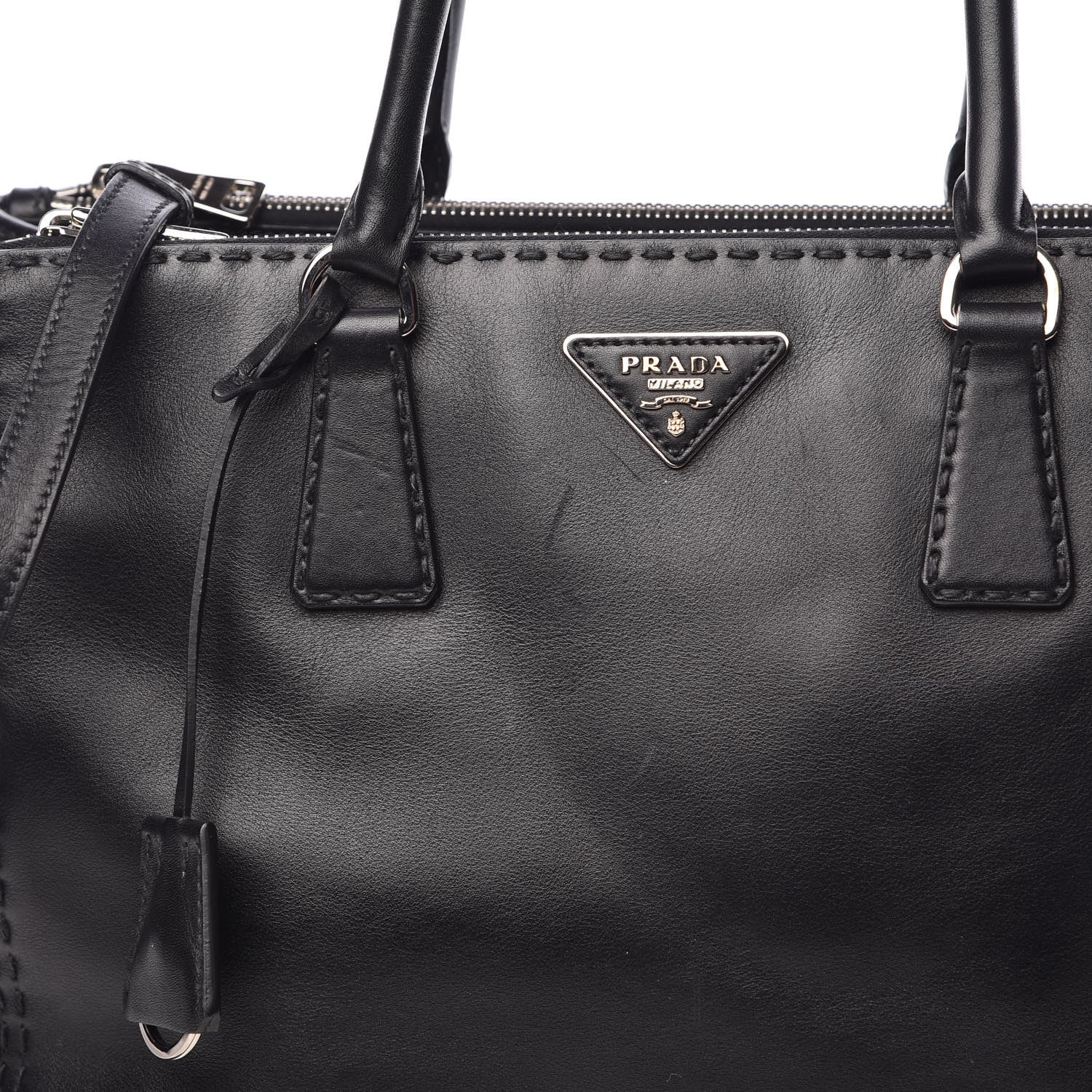 Prada City Calf Medium Galleria Double Zip Tote Black 14 of 16