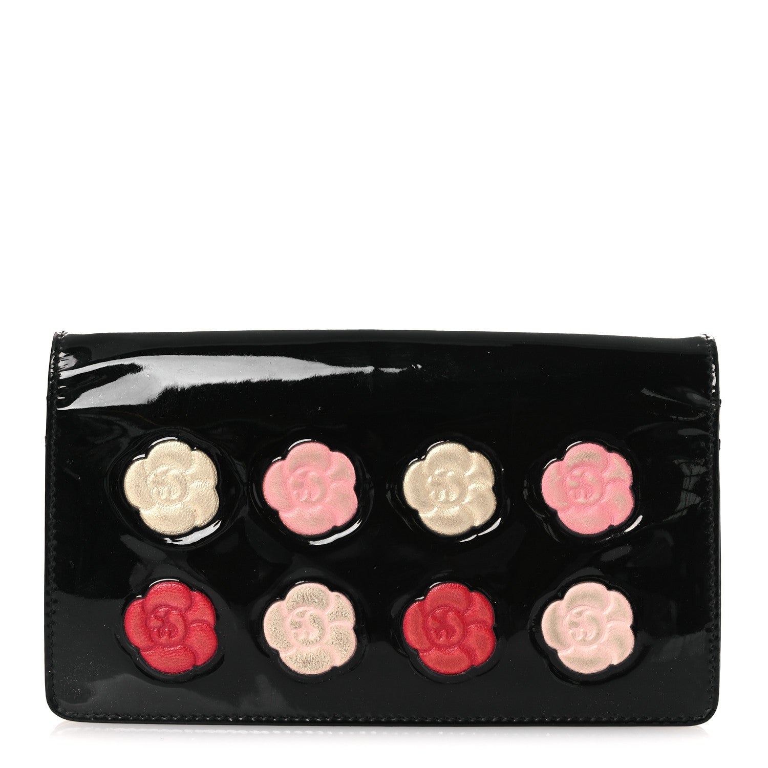 Chanel Patent Camellia Yen Wallet Black 1 of 13