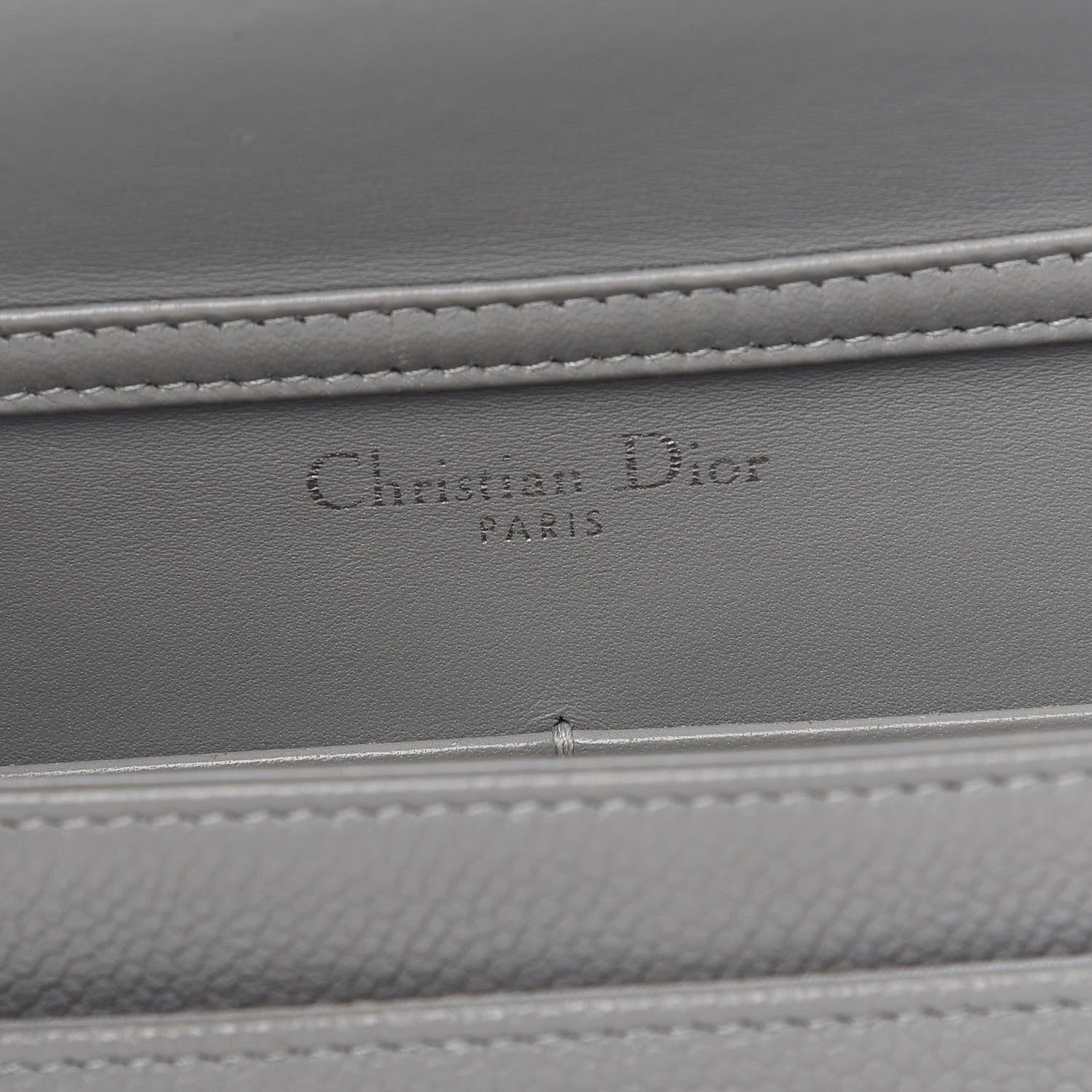Christian Dior Grained Calfskin Diorama Wallet on Chain Pouch Gris 6 of 9