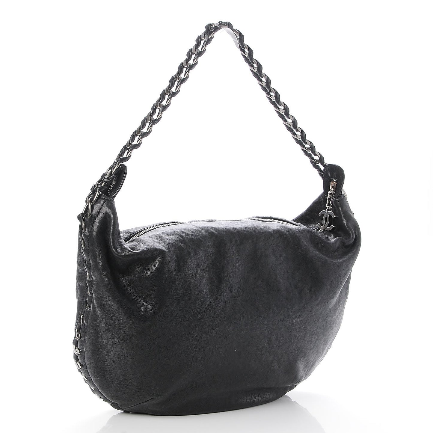 Calfskin Modern Chain Hobo Black