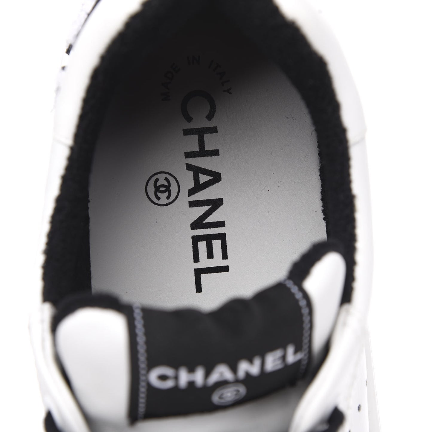 Calfskin Womens Logo Sneakers 40 Black White