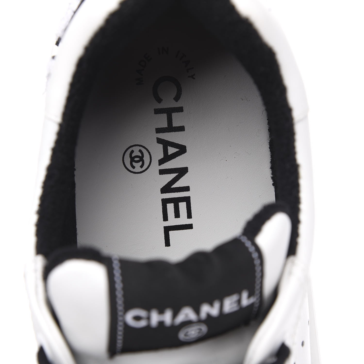 Chanel Calfskin Womens Logo Sneakers 40 Black White 6 of 8