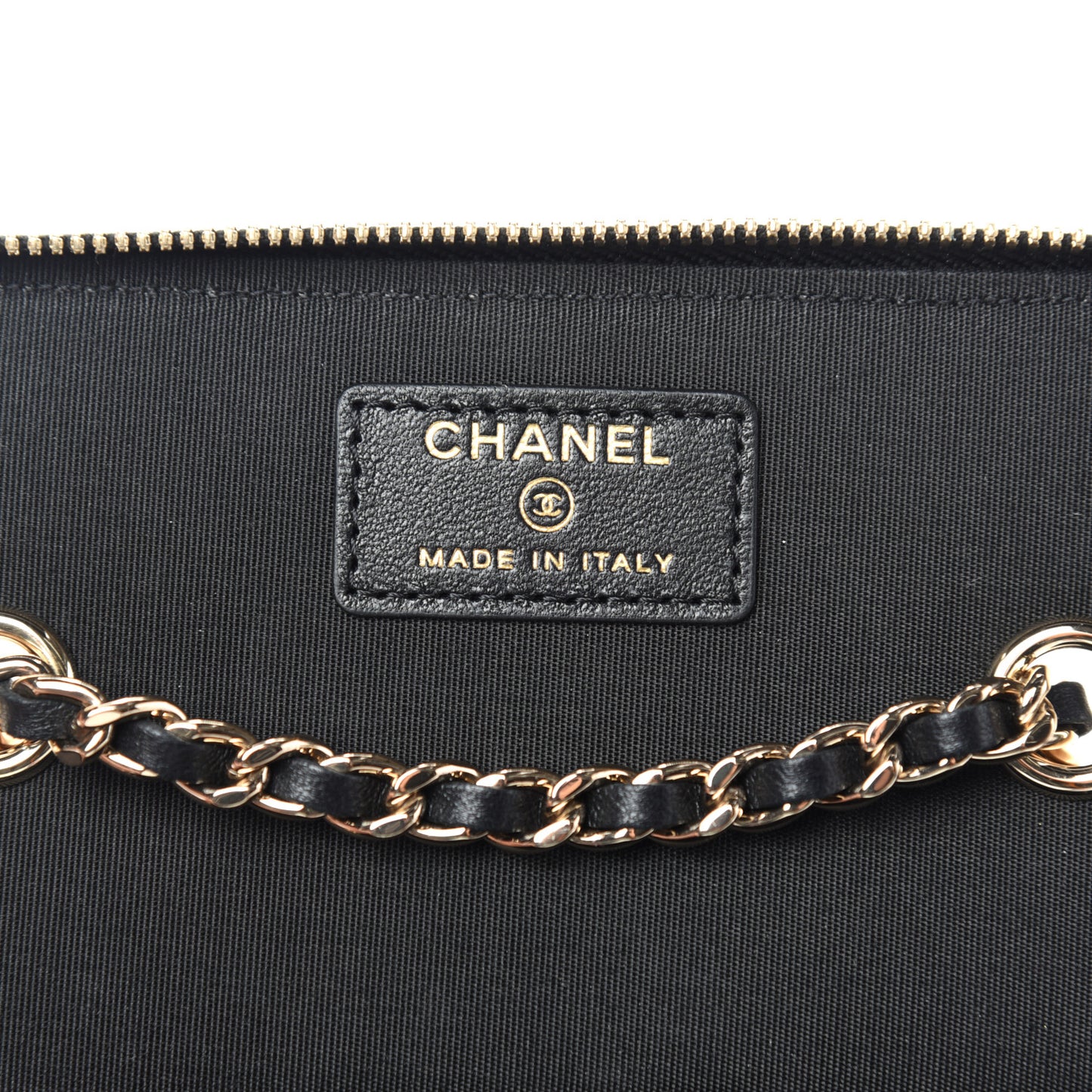 Raffia Jute Striped Small Vanity Case With Chain Black Beige