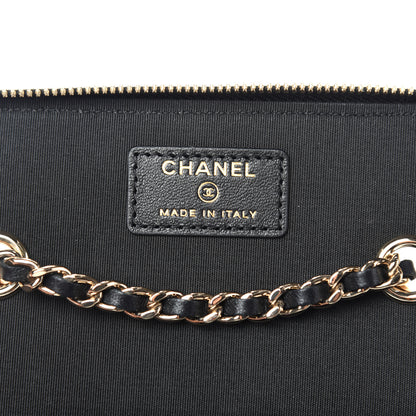 Chanel Raffia Jute Striped Small Vanity Case With Chain Black Beige 6 of 10