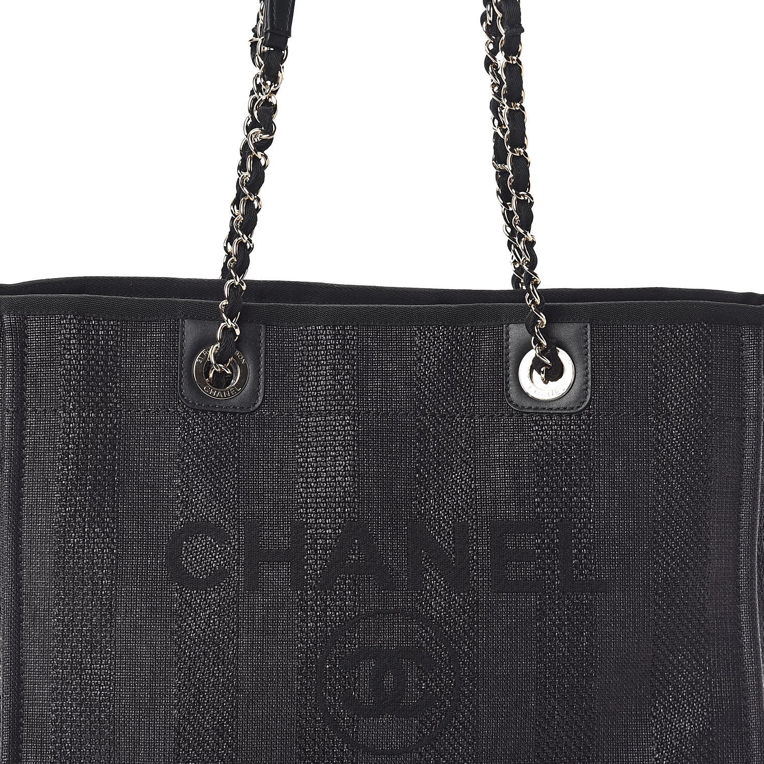 Chanel Mixed Fibers Striped Small Deauville Tote Navy Blue 8 of 11