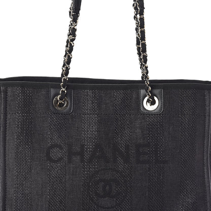 Chanel Mixed Fibers Striped Small Deauville Tote Navy Blue 8 of 11