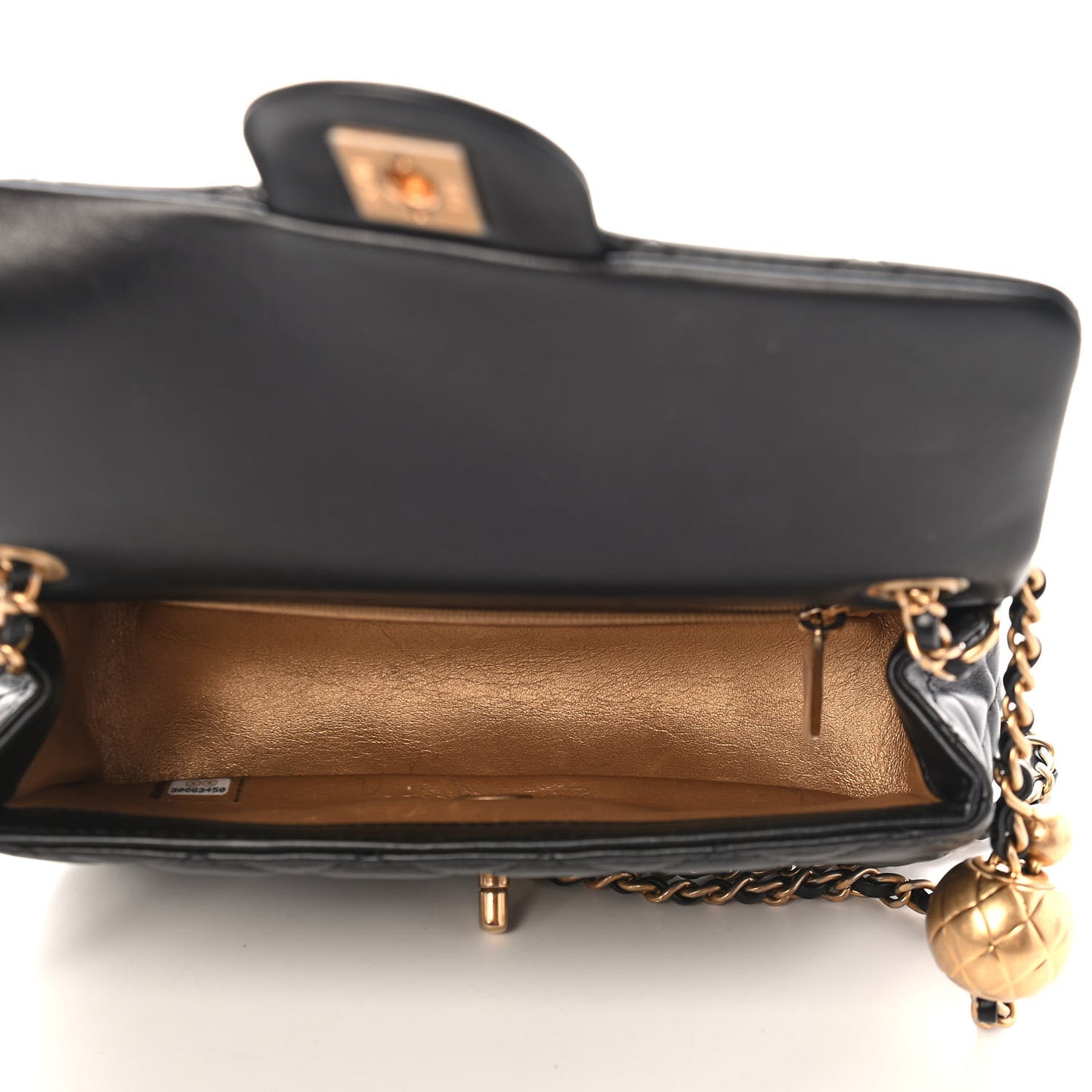 Lambskin Quilted Mini Rectangular Pearl Crush Flap Black