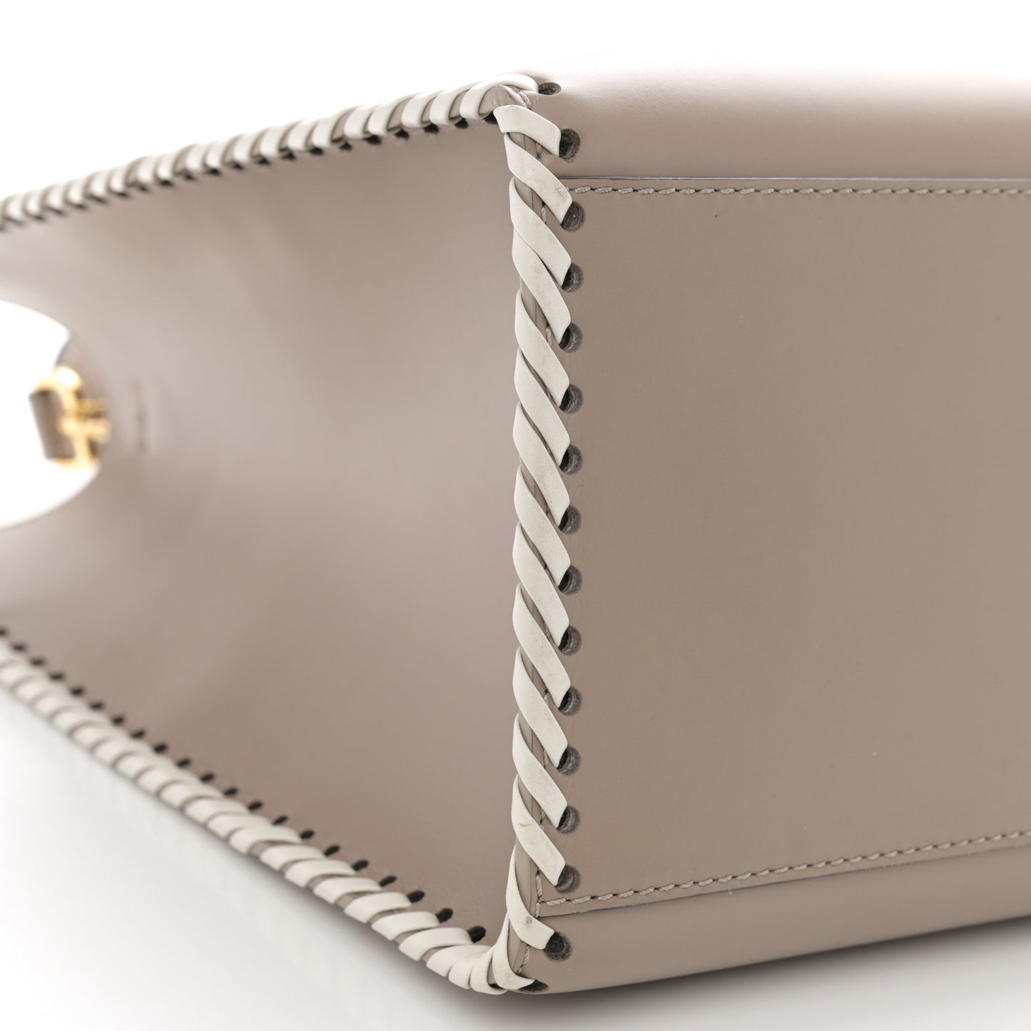 Vitello King Ceylon Plexiglass Woven Logo Debossed Medium Fendi Sunshine Shopper Tote Tortora