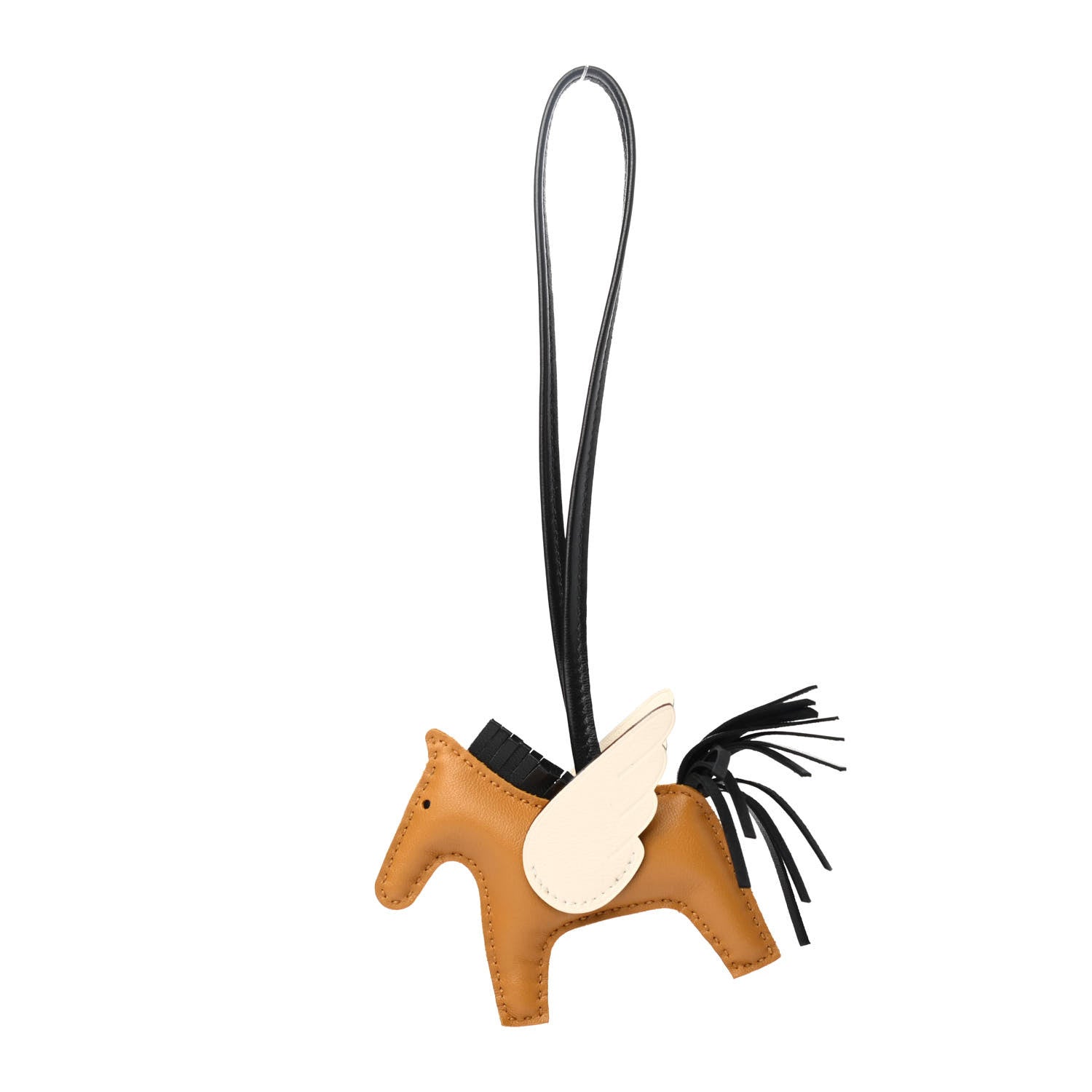 Hermes Milo Lambskin Grigri Rodeo Pegase Horse Bag Charm PM Sesame Black Nata 1 of 4