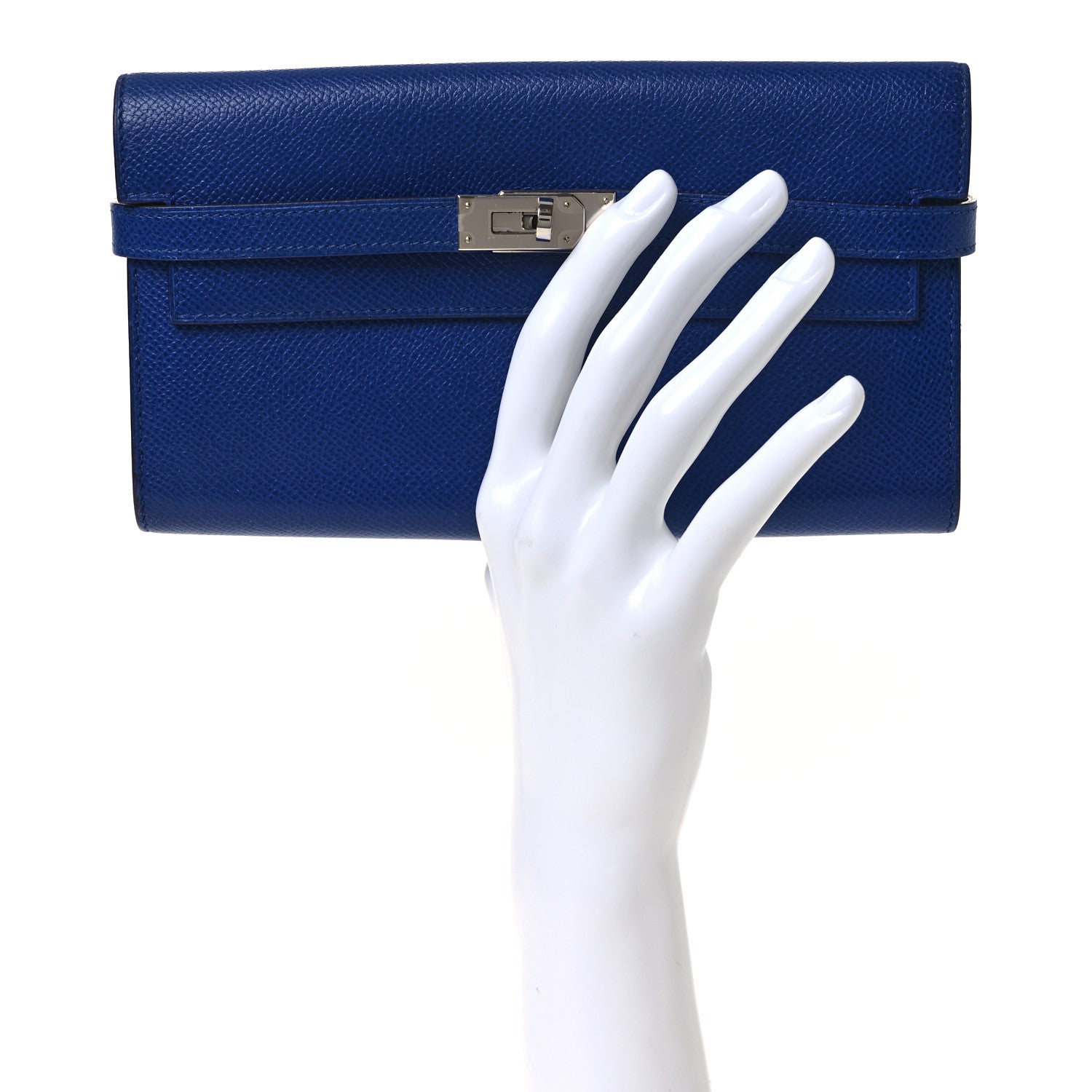 Hermes Epsom Kelly Longue Wallet Bleu Electrique 2 of 12