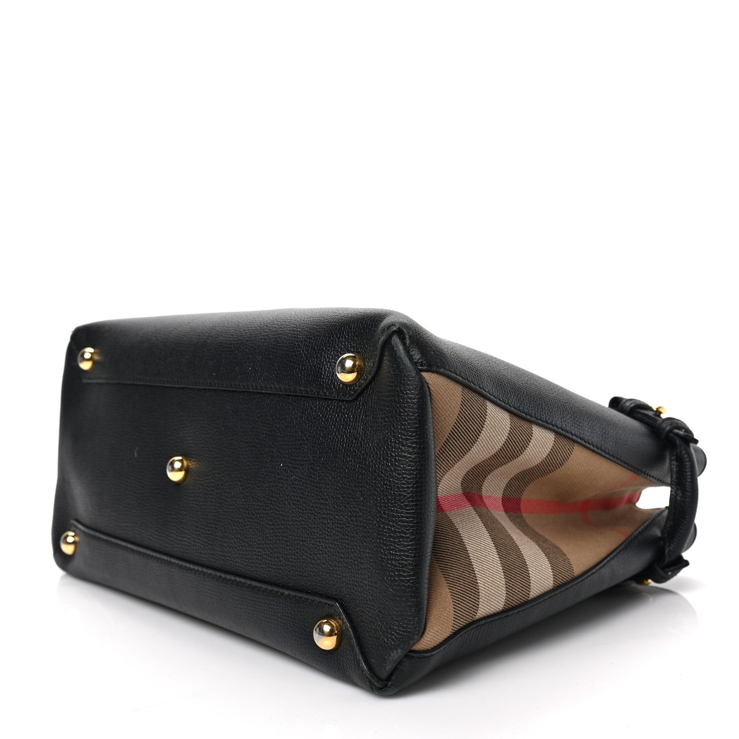 Grainy Calfskin House Check Medium Banner Tote Black