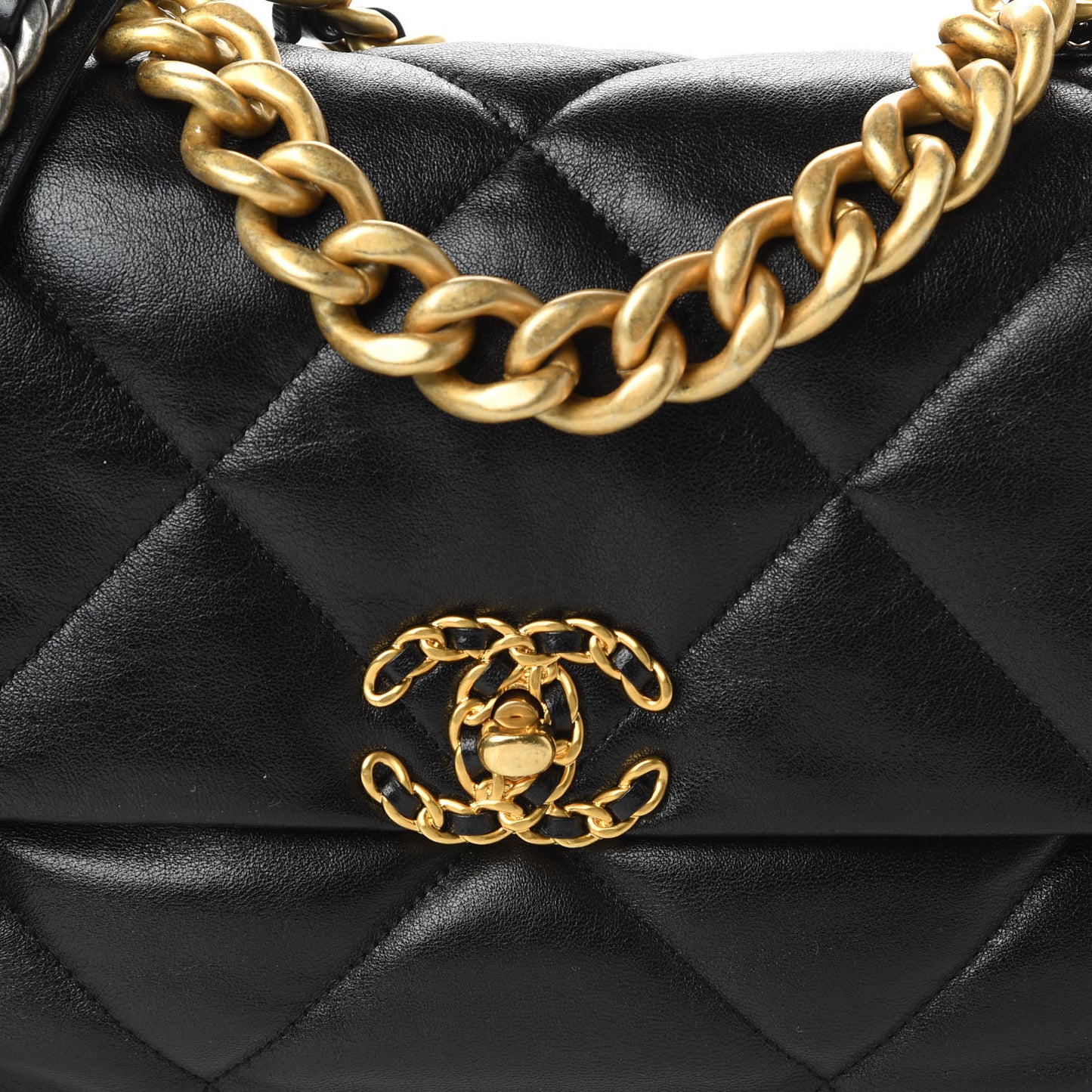 Lambskin Quilted Large 19 Flap Black