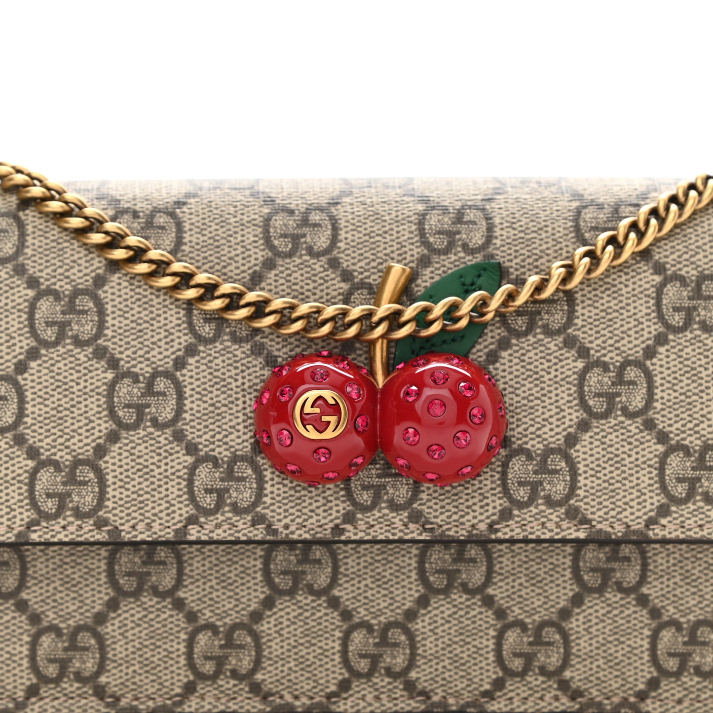 GG Supreme Monogram Mini Cherry Chain Bag