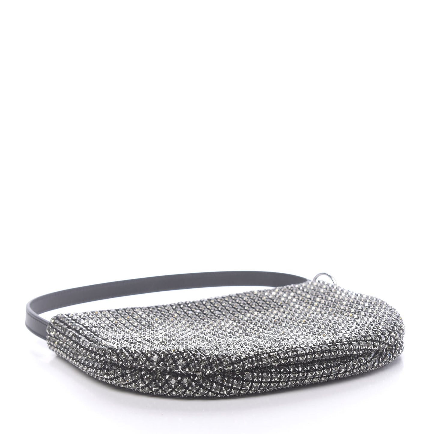Mesh Crystal Wanglock Fortune Cookie Bag Black