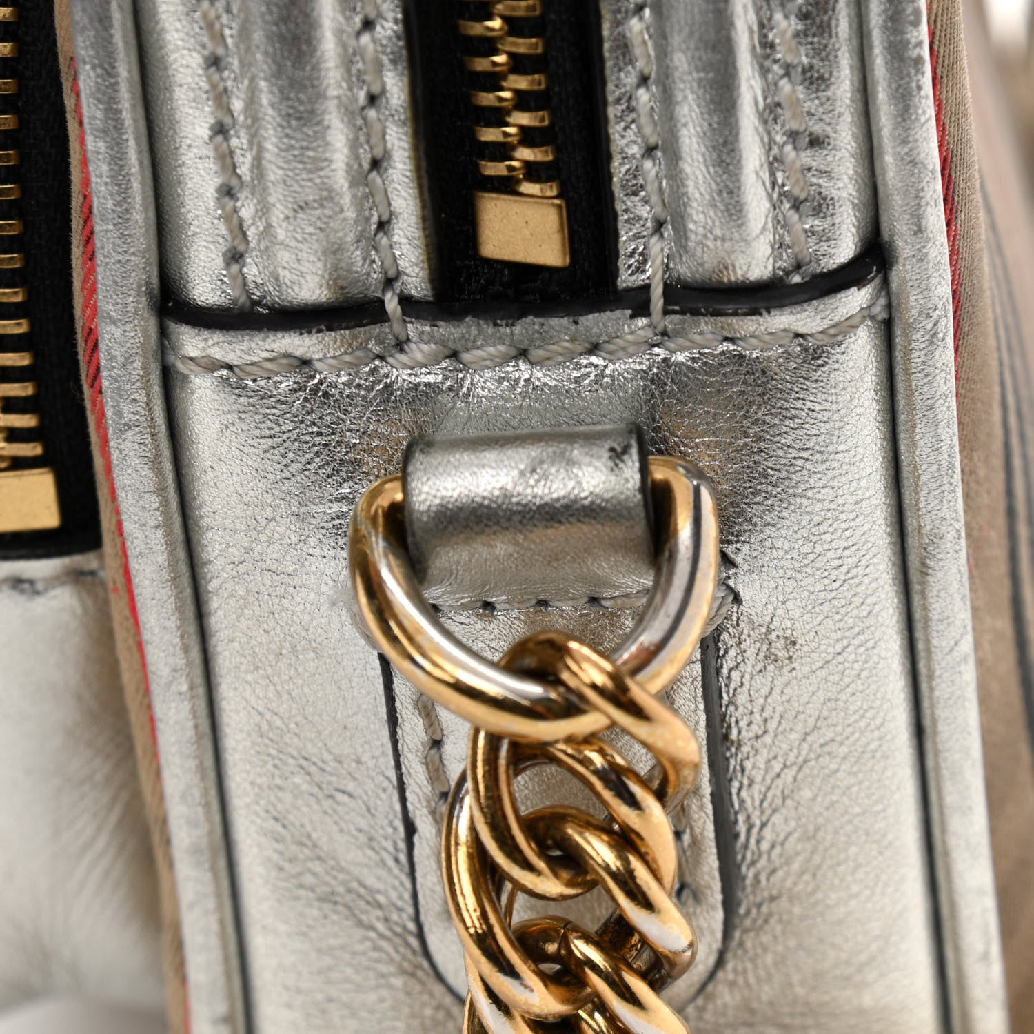 Burberry Smooth Calfskin 1983 Knight Check Link Camera Bag Silver 12 of 13