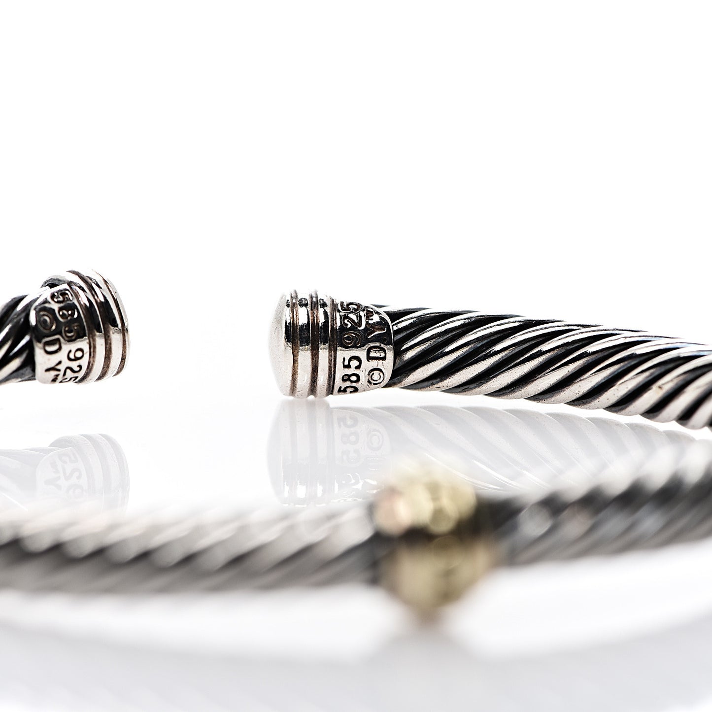 Sterling Silver 14K Yellow Gold 5mm Station Cable Bracelet